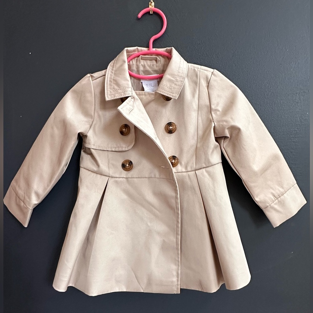Tahari Baby Girl Classic Trench Coat Double Breasted Buttons Bow on Back